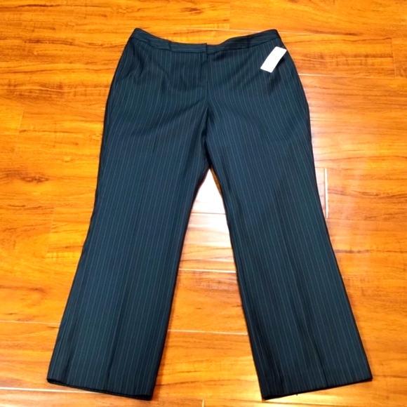 Signature Larry Levine Charcoal High Rise Pin Strip Trousers - Picture 5 of 13